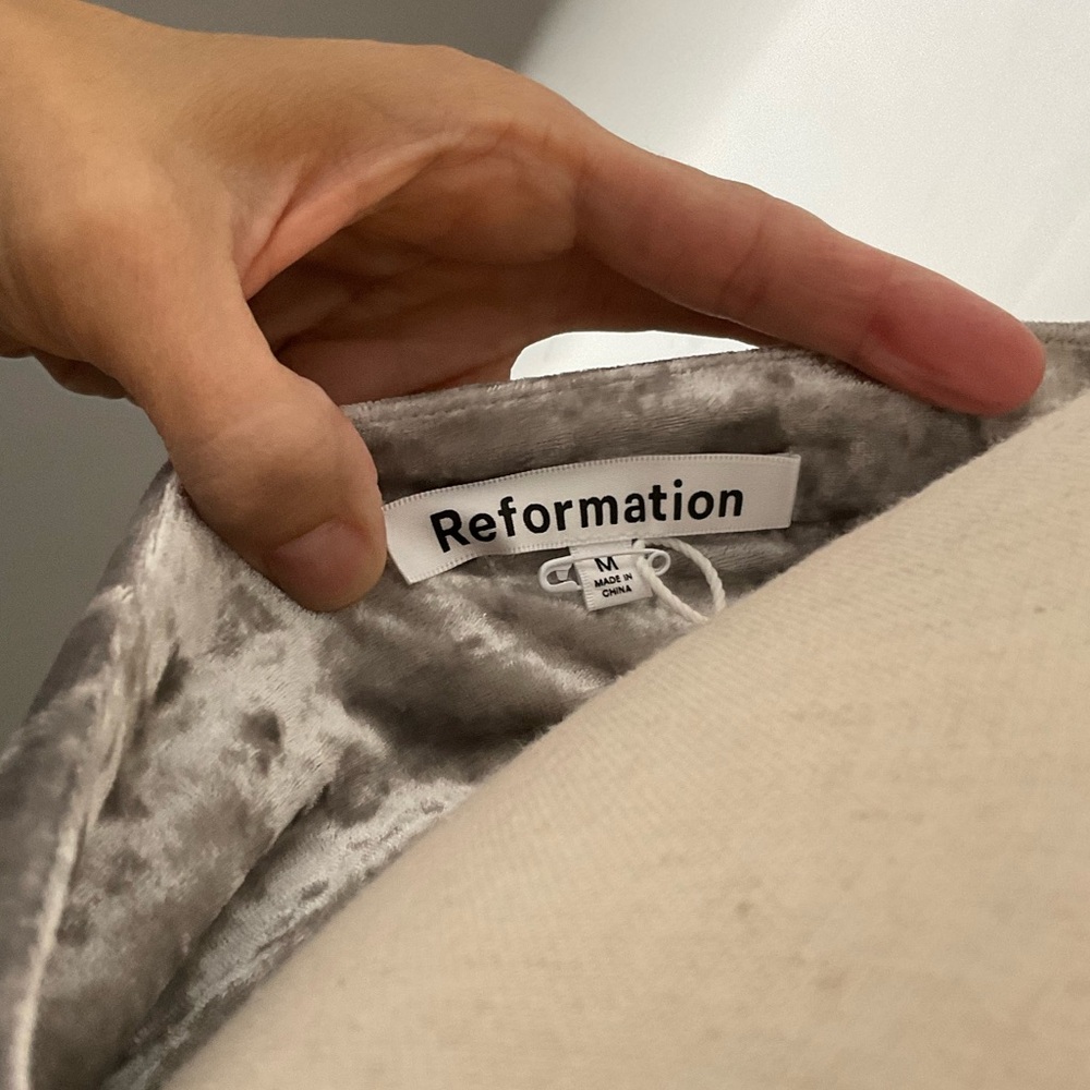 Reformation Silver Velvet Maxi Dress - Picture 8 of 15